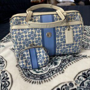 Coach Chelsea Blue/White Purse & Matching Coin Purse